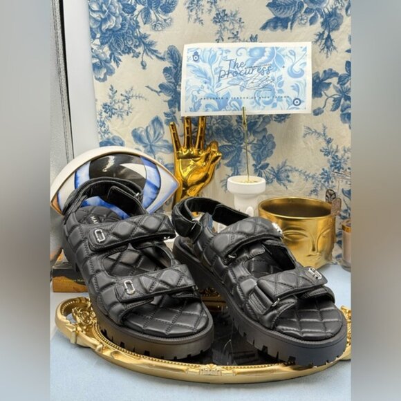 🆕 MARC JACOBS 🧿 NWOB The Quilted Sunny Leather Dad Sandals, Sz 40 US 10 - Picture 2 of 15